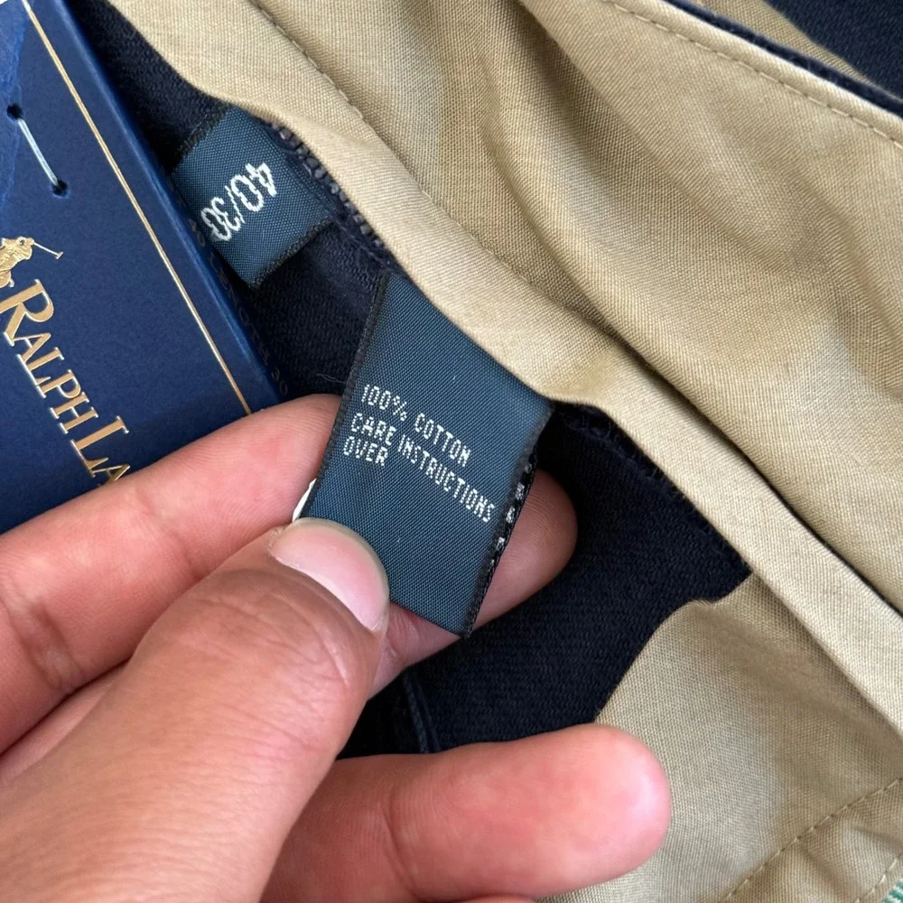 Polo Ralph Lauren Corduroy Pants Mens 40x30 Navy Blue Pleated Cuffed Trousers